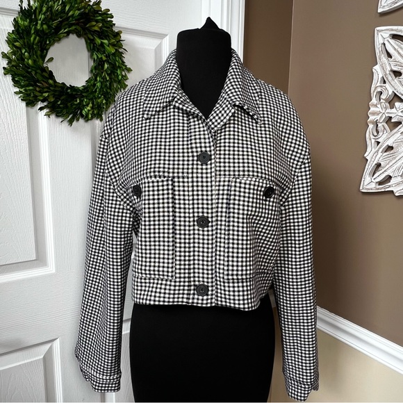 ⭐️ Truth by Republic Cropped Houndstooth Jacket Size 10 - Picture 3 of 15